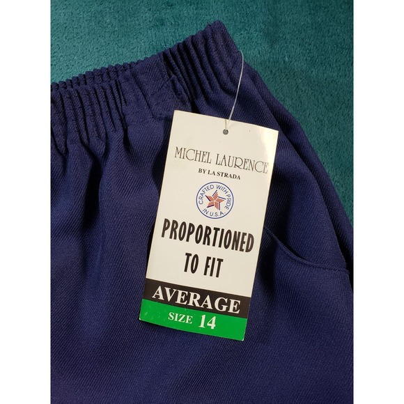 VINTAGE Michel Laurence Pants Sz 14 Blue Elastic Waist Ladies Made in USA NWT - Picture 3 of 12